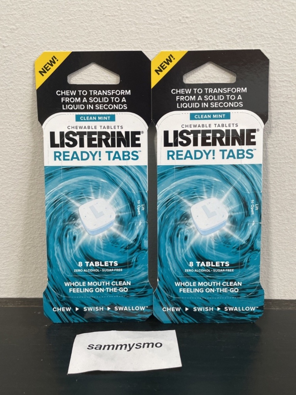 Listerine Ready Tabs Chewable Mint Tablets, Clean Mint Flavor, 8 Tablets x2